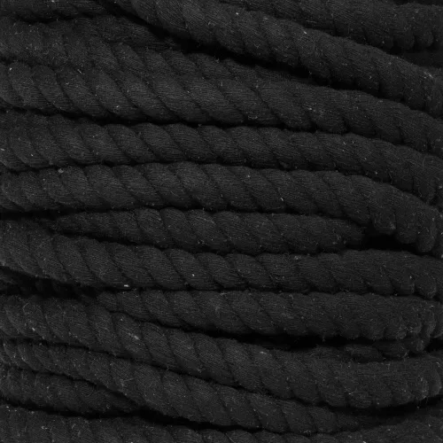 Miniatura 62 de Cuerda de algodón trenzado súper suave de 3 hebras (negro, 1 pulgada x 10 pies)