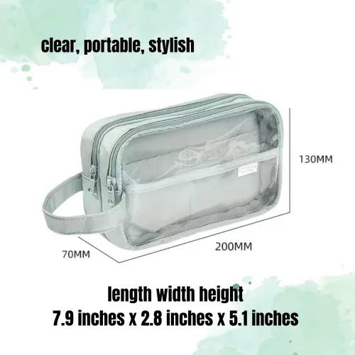 Miniatura 2 de Bolsillos claros Estuche para lápices Estuche cosmético Marcador de pluma Organizador de escritorio Suministros de oficina (blanco)