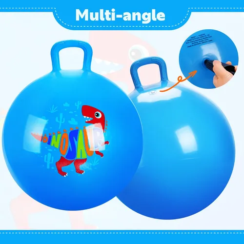 Miniatura 7 de Pelota saltarina, juguetes de dinosaurio para saltar para niños, pelota hinchable de 18 pulgadas con asa, juguetes saltarines azules inflables
