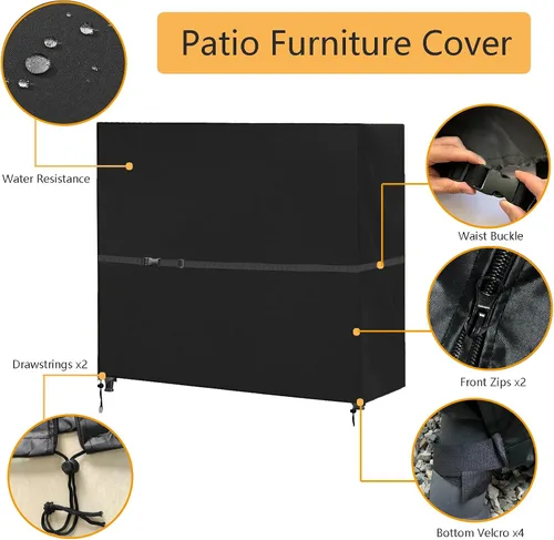 Miniatura 5 de FLYMEI Funda de columpio para exteriores, cubierta de hamaca de 2 plazas triples para porche, toldo y otros muebles de patio, impermeable