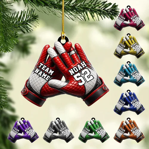 Miniatura 34 de Adornos de fútbol personalizados, hombreras y casco, adorno de Navidad, regalo de jugador estadounidense, regalo para niños y niñas, decoración