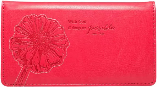 Billetera y chequera de cuero sintético y mensaje cristiano, guarda duplicados de cheques y tarjetas de crédito, para mujeres y hombres, Mathew, Uno