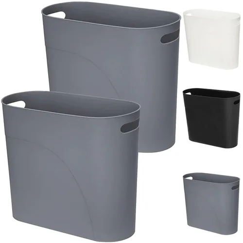 Paquete de 2 cestas de basura delgadas de 3.2 galones/12 litros, contenedor de basura estrecho con asas, cubo de basura pequeño y estrecho para Gris