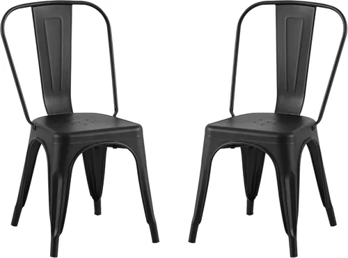 Miniatura 18 de AC Pacific Sillas de comedor de metal industrial de 18 pulgadas de altura, asiento apilable de cocina o bar, diseño moderno y duradero, muebles