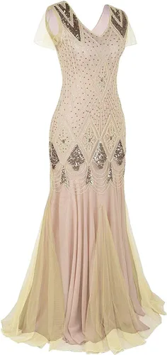 Miniatura 2 de Vestido largo de Gatsby Flapper con lentejuelas vintage de los años 20 para mujer, vestido formal de boda, noche, vestido de cóctel para fiesta