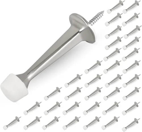 Miniatura 24 de HOMOTEK - Paquete de 12 topes de puerta rígidos sólidos resistentes con punta de goma suave, tope de puerta de zinc fundido para proteger la pared