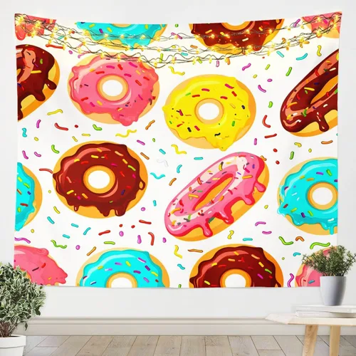 Feelyou Tapiz femenino para colgar en la pared, tapiz de donas dulces para niños y niñas, donas de chocolate, crema, tapiz de pared lindo y