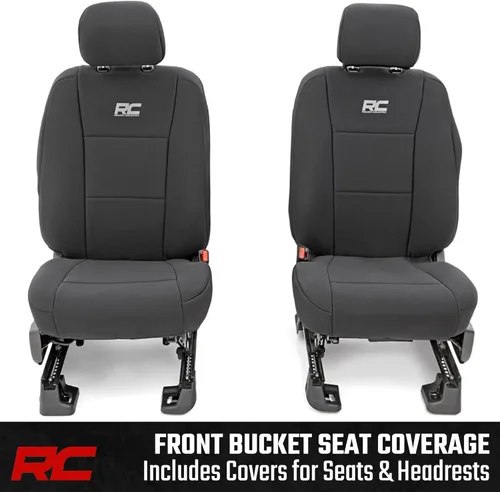 Miniatura 5 de Rough Country Fundas de asiento de neopreno para Ford F-150, Lightning, F-250 y F-350 con cabina doble (2015-2025) con asiento tipo cubo delantero
