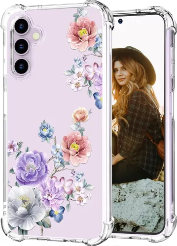 Miniatura 137 de Hungo Funda compatible con Samsung Galaxy S23 con diseño floral y bonito diseño transparente, femenino para mujeres y niñas, con hermoso clavel
