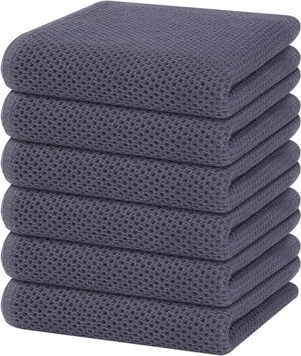 Miniatura 47 de Homaxy Paños de cocina de 100% algodón con tejido de gofre, ultra suaves, absorbentes, de secado rápido, 12 x 12 pulgadas, paquete de 6, amarillo