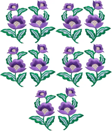 Miniatura 9 de 5 pares de flores florales para planchar con parche bordado de vid verde para cuello, vestido, zapatos, jeans, accesorios de costura (amarillo)