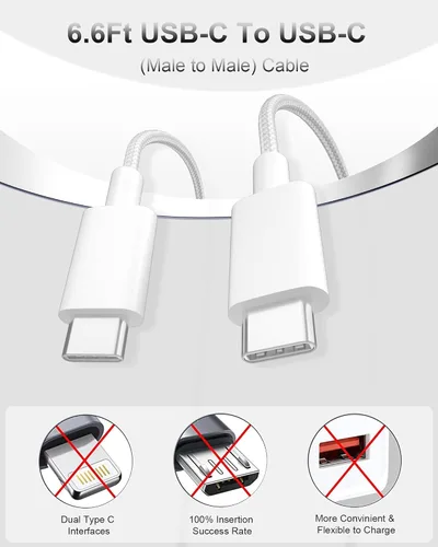 Miniatura 3 de TSKYBEAR Cable USB C a USB C – Cable de carga rápida de 100 W tipo C a C de repuesto para iPhone 15 Pro Max/Plus Samsung iPad Pro/Air/mini MacBook