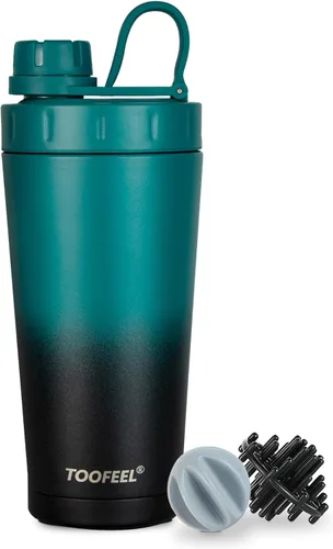 Miniatura 13 de TOOFEEL Botella agitadora de acero inoxidable - Botella agitadora aislada de doble pared de 20 onzas, mantiene frío/calor, para mezclas de proteínas