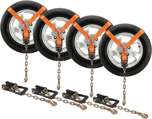 Miniatura 18 de Kit de amarre de cuñas para ruedas VEVOR, correa de amarre fija para remolque, kit de amarre de coche con S-Hook, resistencia a la rotura de 1649