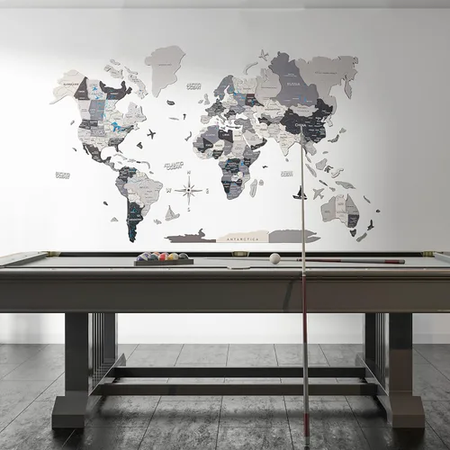 Miniatura 3 de Arte de pared de madera 3D hecho a mano con mapa del mundo, decoración de pared grande, rastrea tus viajes por el mundo, especial para el hogar