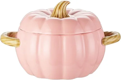 Miniatura 12 de Olla holandesa con tapa, cacerola de postre de cerámica de calabaza, mini fuente para hornear, lindo cuenco de calabaza, olla holandesa de cerámica