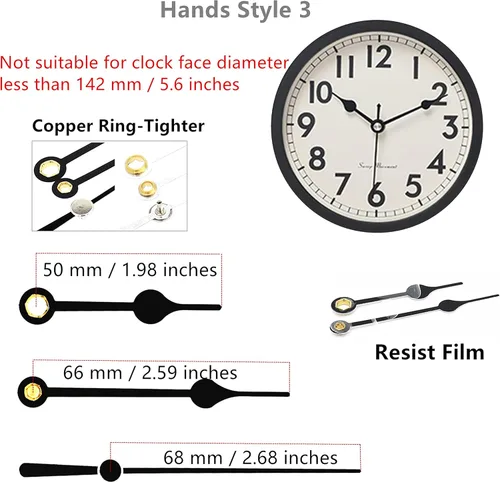 Miniatura 6 de Original Youngtown #12888D2C, kits de accesorios de movimiento para reloj tipo péndulo, de cuarzo, ancho de dial máximo: 1/2 pulgada, largo total