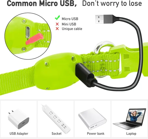 Miniatura 2 de Collares iluminados para perros pequeños, medianos y grandes, collar de perro LED ajustable, collar recargable suave brillante para perros y gatos