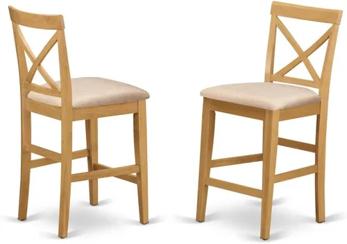 Miniatura 3 de East West Furniture JAPB3-OAK-C - Juego de pub de 3 piezas de altura de mostrador contiene una mesa de comedor redonda con pedestal y 2 sillas