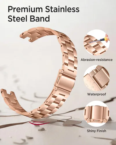 Miniatura 4 de Miimall Metal Band Compatible for Garmin Lily 1/2 Active Bands for Women, Lightweight, Slim Luxury Stainless Steel Replacement Strap Bracelet Oro