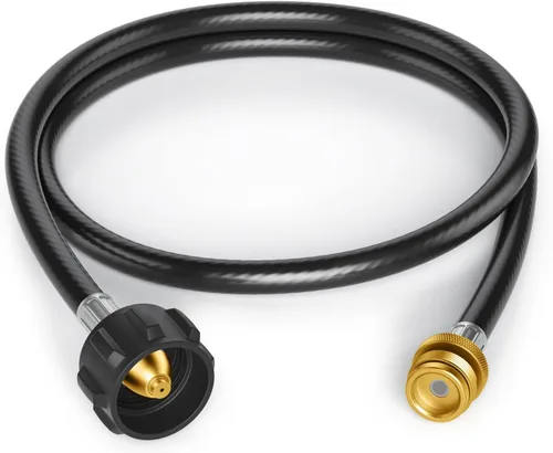 Miniatura 12 de Manguera adaptadora de propano trenzada de acero inoxidable de 5 pies para calentador Buddy y parrilla Blackstone, convertidor de tanque de 1 libra