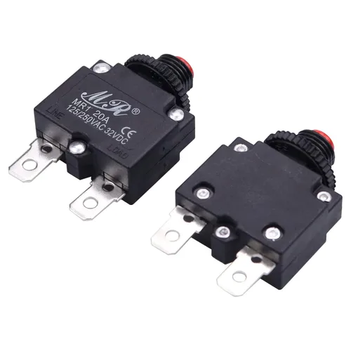 Miniatura 4 de Interruptores térmicos de 20 amperios, 125/250 V CA 32 V CC, botón de reinicio manual, protector de sobrecarga, interruptor de disyuntor de 20 A