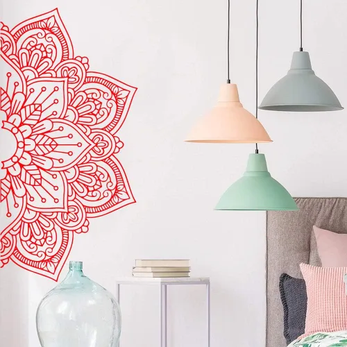 Miniatura 11 de Pegatinas de pared de vinilo de media mandala, papel tapiz para decoración de habitaciones de niños, calcomanías de vinilo