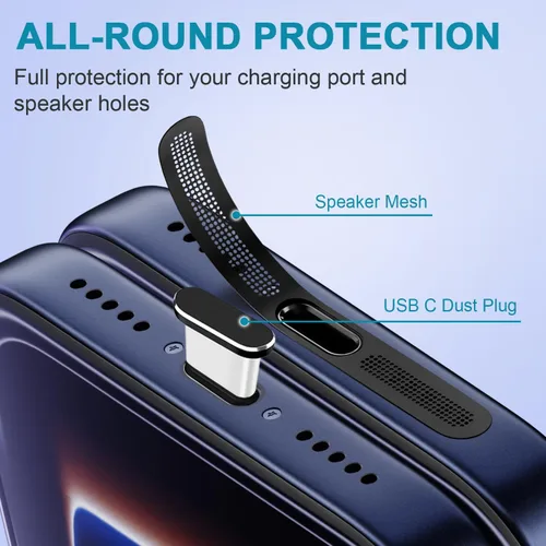 Miniatura 3 de Tapón Antipolvo USB C, Funda de Puerto USB C Tipo C para Enchufe de Puerto de Carga, Funda Antipolvo para Altavoces, Accesorios para iPhone 17 Pro