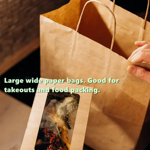 Miniatura 4 de BagDream Bolsas de papel kraft de 14 x 10 x 15.75 pulgadas, bolsas de regalo de papel ultra anchas grandes con asas para llevar, fiestas, compras