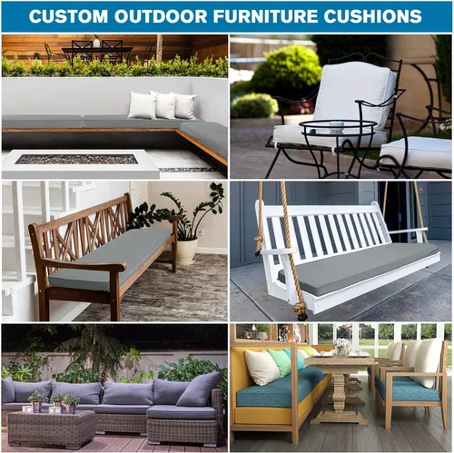 Miniatura 4 de Cojín personalizable para banco, de espuma de alta densidad con memoria, de lino lavable, antideslizante para zapatero, ventana, piano, comedor Gris