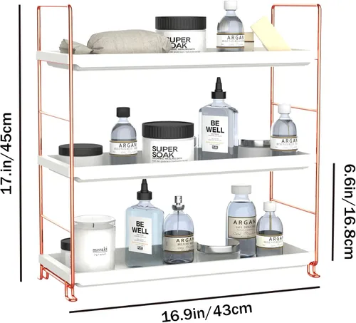 Miniatura 2 de FSyueyun Organizador de estante de maquillaje de 3 niveles, organizador de baño, encimera, organizador de perfume para cuidado de la piel de gran