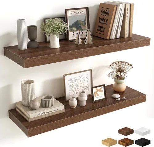 Miniatura 124 de Estantes flotantes de 48 pulgadas para pared, estante de chimenea de 10 pulgadas de profundidad, estantes flotantes de madera para pared, estantes
