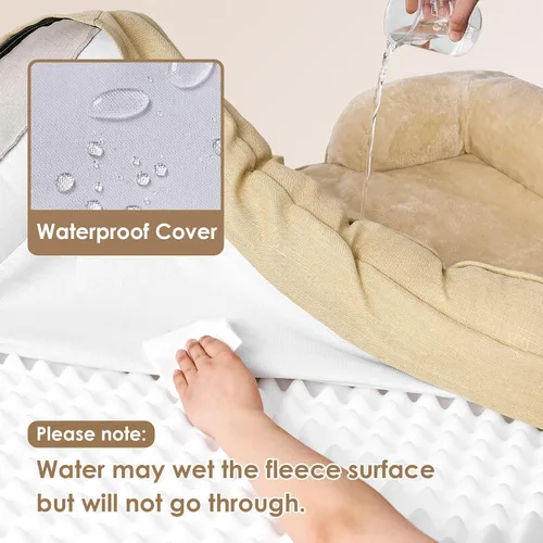 Miniatura 269 de EHEYCIGA – Cama ortopédica impermeable para perros pequeños, de espuma viscoelástica tipo caja de huevos, con bordes elevados y base antideslizante