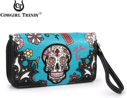 Miniatura 2 de Sugar Skull - Cartera de mano con cruz occidental para el Día de los Muertos
