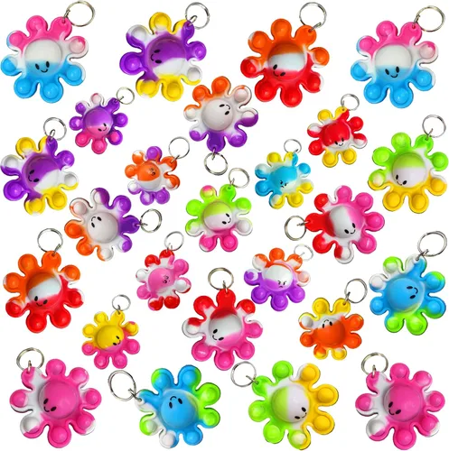 Paquete de 30 mini llaveros de pulpo a granel, juguetes antiestrés para adolescentes y niños, suministros de fiesta de cumpleaños, premios de verano