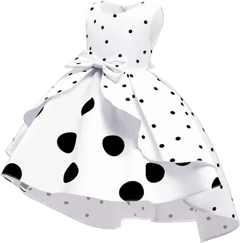Miniatura 2 de Vestido de princesa sin mangas con estampado de lunares para niñas 5 Blanco 2-3 años