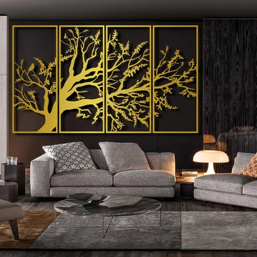 Miniatura 6 de Arte de pared con árbol de la vida, juego de 4 piezas de arte de pared de árbol de metal, letrero de árbol, arte de pared de metal del árbol