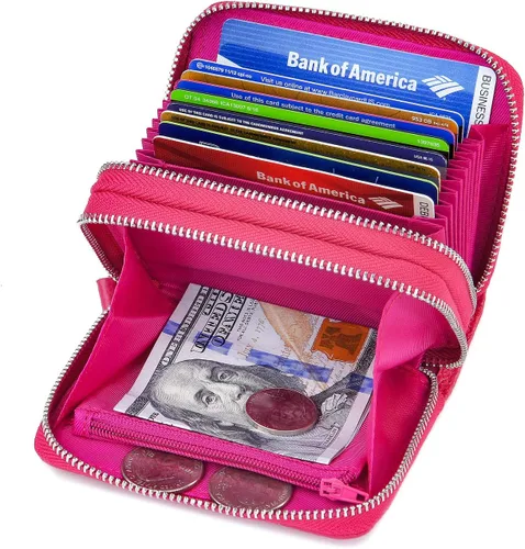 Miniatura 2 de KALMOR Billeteras de piel para mujer, con doble cremallera, con bloqueo RFID y bolsillo para monedas, 4. 25 x 3. 0 x 1.5