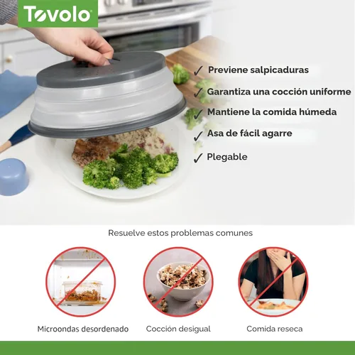Miniatura 3 de Tovolo Cubierta de salpicaduras para microondas para alimentos, mediana (carbón) - Tapa protectora de salpicaduras de silicona plegable y ventilada