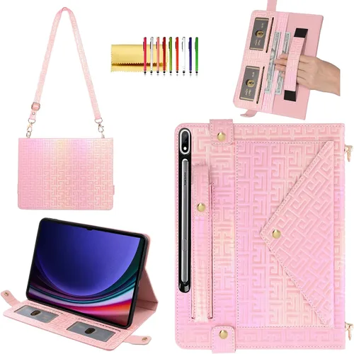 Miniatura 67 de Bolso Funda para Samsung Galaxy Tab S10 FE/S9 FE 10.9"/S9/S8/S7 11", Techcircle Folio con Soporte Cruzado, Billetera con Ranura para Lápiz S Pen