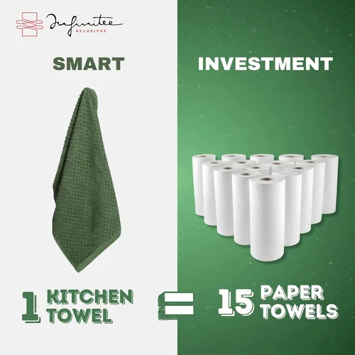 Miniatura 6 de Infinitee Xclusives Toallas de Cocina Premium - [Paquete de 12] Toallas de Mano de Cocina 100% Algodón (15 x 25 Pulgadas) - Paños de Cocina Verde