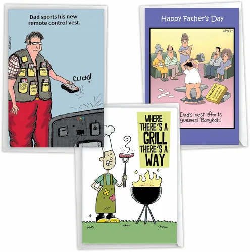 Miniatura 9 de NobleWorks - Paquete de 3 divertidas tarjetas de felicitación del día del padre con sobres (1 diseños, 3 cada uno) - Bangkok C0128FDG-C3x1