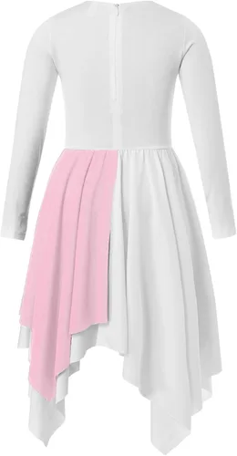 Miniatura 46 de CHICTRY Vestido de baile lírico sin mangas asimétrico para niñas, disfraz de adoración litúrgica contemporánea
