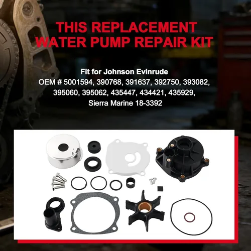 Miniatura 2 de 5001594 Kit de reparación de bomba de agua con carcasa para Johnson Evinrude V4 V6 V8 85-300HP Piezas de motor fueraborda - Reemplaza 5001594 395060