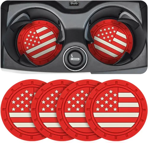 Miniatura 19 de Osilly Posavasos para Portavasos de Automóvil, Paquete de 4 Posavasos Antideslizantes de PVC con Estampado de Huellas de Pata, Tapete Universal