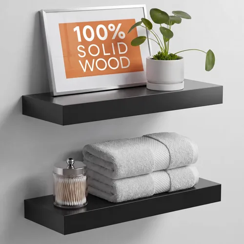 Miniatura 27 de Homeforia Estante flotante blanco de 48 pulgadas, estantes flotantes de madera maciza de alta gama de 48 pulgadas de largo para montaje en pared
