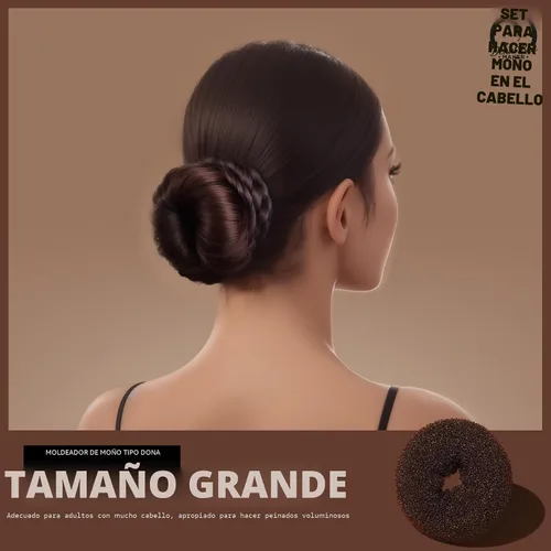 Miniatura 2 de Teenitor Máquina para hacer moños de pelo para mujer, 4 moños de ballet marrones en 4 tamaños, donas para el cabello B- marrón