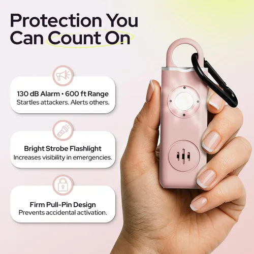 Miniatura 2 de Alarma de seguridad personal Weten para mujeres - Sirena de pánico de 130 dB de volumen alto en llavero, paquete de 3 unidades - Silbato
