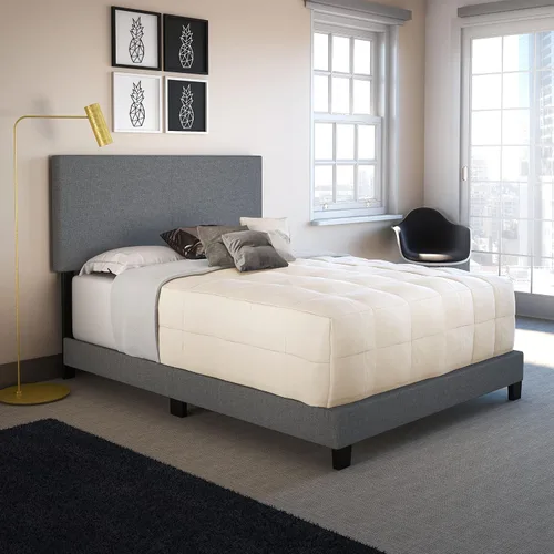 Miniatura 21 de Boyd Sleep Napoli - Marco de cama plataforma de cuero vegano gris tamaño King totalmente tapizado con cabecero ajustable - Se requiere somier