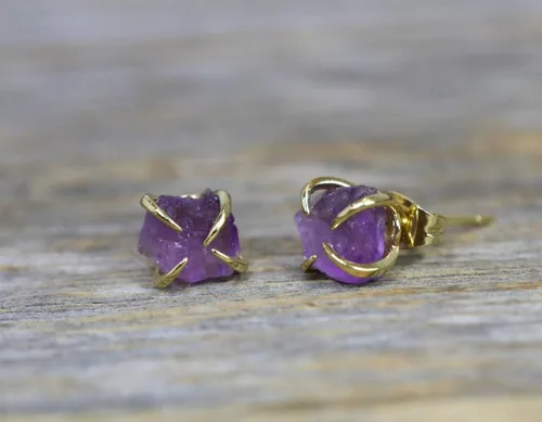 Miniatura 42 de Pendientes de tuerca de piedra preciosa cruda, idea de regalo para el día de la madre, graduación, moda de verano